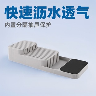 刀具收纳盒快速沥水通风透气厨房家用刀架内置分隔抽屉塑料盒菜刀