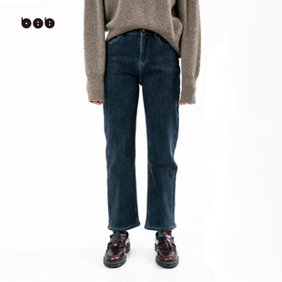 白目自 弹力直筒女士长裤 牛仔裤 加绒2023年新款 原创设计 女秋冬款