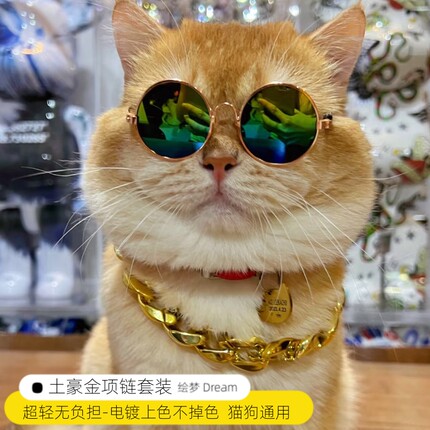 宠物大金链子猫咪小猫粗项链狗狗项链狗圈颈圈土豪金道具装扮饰品