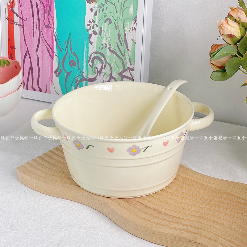 10英寸大号大汤锅奶油风陶瓷嗦螺蛳粉泡面碗小龙虾水煮牛鱼肉汤锅