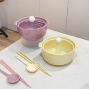 带盖宿舍家用 泡面碗带勺筷 陶瓷釉下彩面碗一人食学生饭碗套装