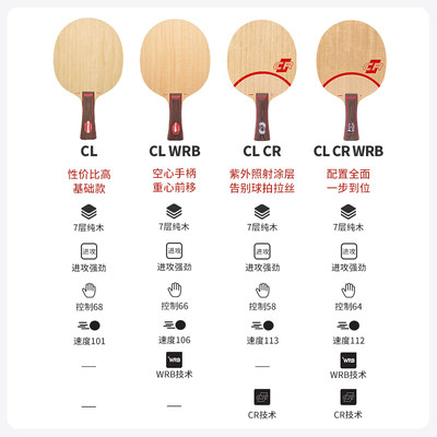 正品STIGA斯蒂卡底板CL CR WRB刘国梁CLCR七层纯木乒乓球拍正品