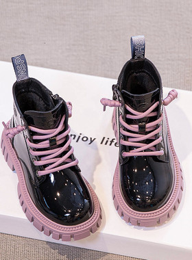 Netx kiss女童鞋马丁靴2024秋冬新款儿童洋气百搭宝宝加绒短靴子