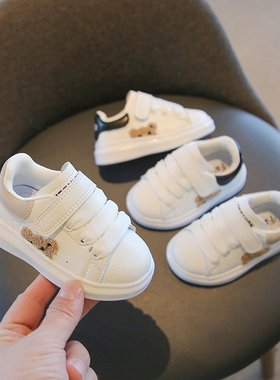 GSRG儿童运动鞋春秋季小童运动白鞋女男宝宝软底防滑休闲学步板鞋