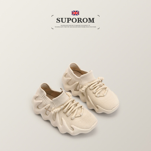 针织椰子鞋 SUPOROM英国风潮童鞋 女童运动鞋 男童夏季 儿童猫爪鞋