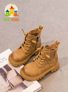 GSRG儿童马丁靴新款软底防滑男童靴子真皮女大童短靴男孩子春秋款