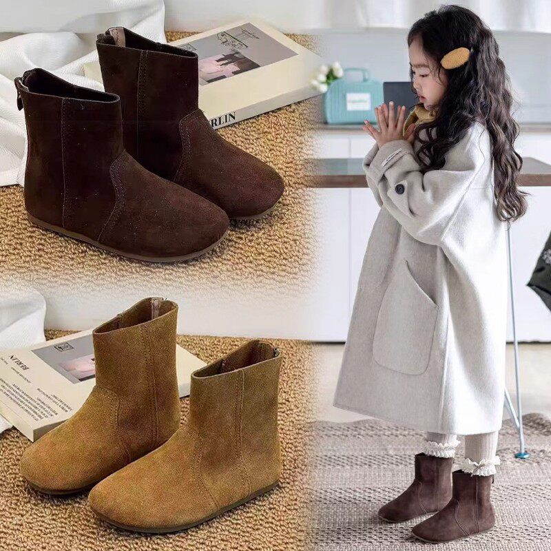 GSRG儿童靴子2025秋季新款女童马丁靴短靴真皮男童宝宝勃肯鞋单靴