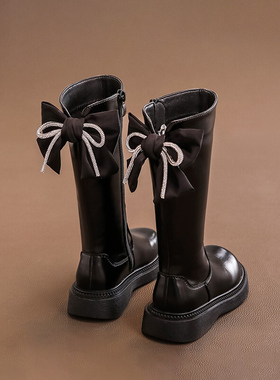 GSRG女童靴子新款公主真皮高筒靴子春秋季百搭长筒洋气儿童长皮靴