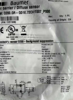 议价商品Baumer宝盟传感器型号o200.GR--11211936