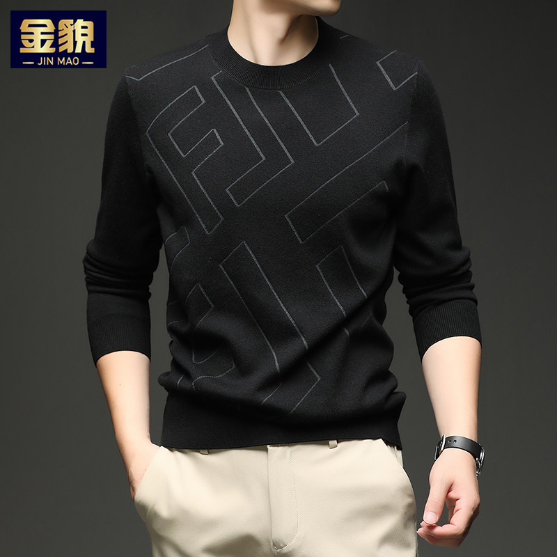 高端品牌毛衣男2025秋冬新款圆领针织衫休闲宽松加厚保暖打底小衫