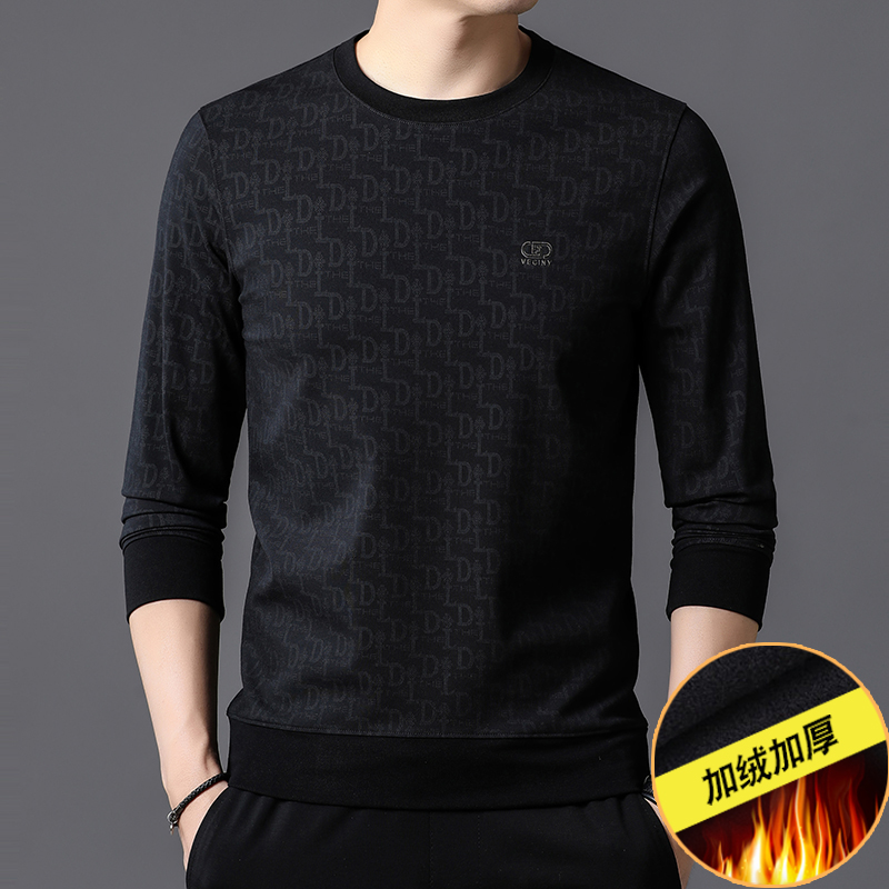 2023秋冬季男士加绒圆领休闲卫衣