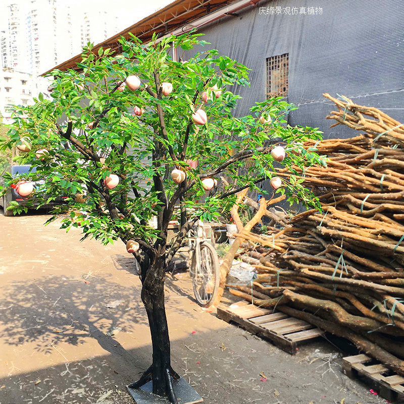 仿真蟠桃树寿桃树室内外客厅别墅庭院商场酒店会所园林落地装饰