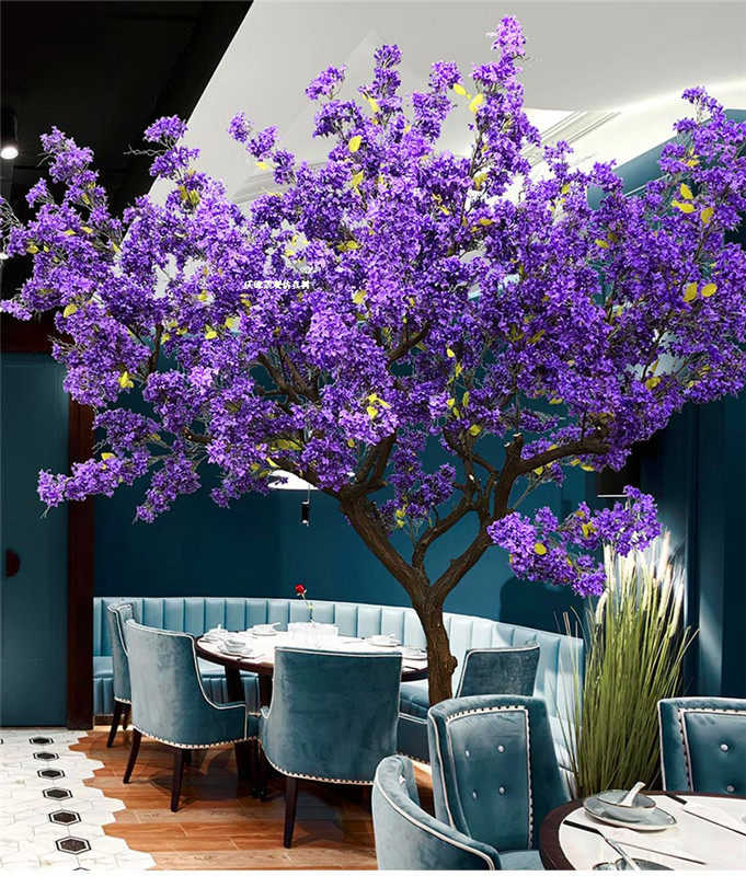 1仿真丁香花蓝色楹花树人造假蓝楹花舞台摄影道具装饰仿真花树