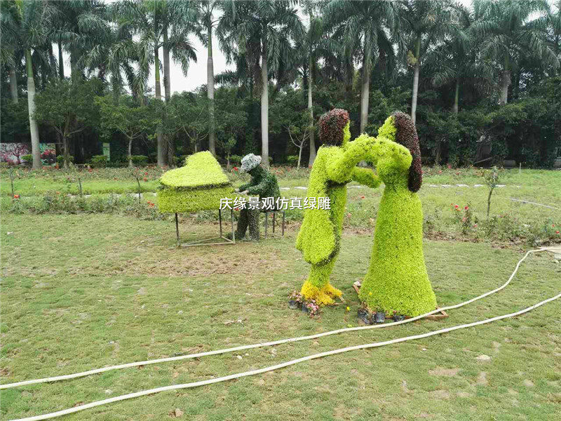 仿真植物绿雕艺术造型音乐人 绿植雕塑摆件 景观立体花坛工艺品