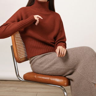 套头衫 APCSHOP 针织纯色高领毛衣女纯羊绒长袖 复古短款 24秋冬时尚