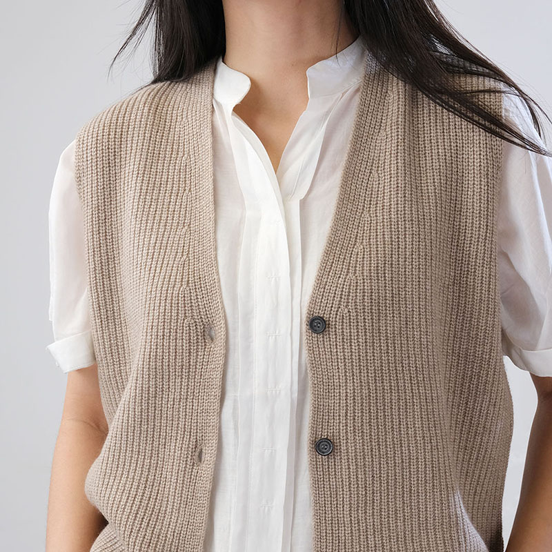 APCSHOP开衫通勤V领羊绒混纺马甲