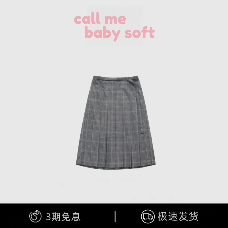 【现货】callmebabysoft复古高腰显瘦格子腰带半身裙中长款百褶裙,女装/女士精品,大码半身裙,淘宝优惠券,粉丝福利购,淘宝优惠卷