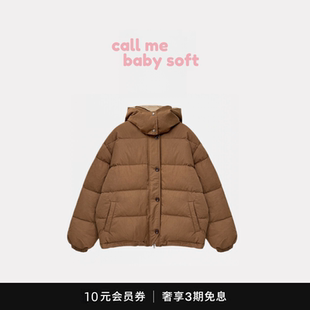 ●callmebabysoft韩国Objet两面穿宽松保暖翻领短款加厚羽绒服女