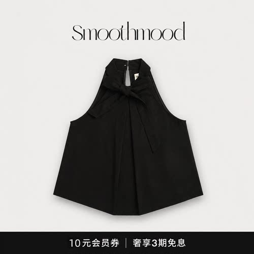 【现货】韩国女装smoothmood新款绑带系带领结无袖背心挂脖上衣夏