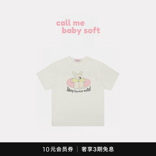 T恤 callmebabysoft韩国小众潮牌Freckle卡通小狗看书印花短袖