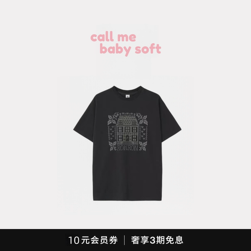 ●callmebabysoft韩系ins风小房子印花T恤女宽松休闲纯棉短袖上衣