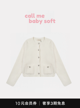 【现货】callmebabysoft韩国Slowand圆领口袋白色针织开毛衣外套