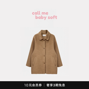 韩版 新款 OUNCE气质温柔翻领单排扣大衣外套 callmebabysoft冬季