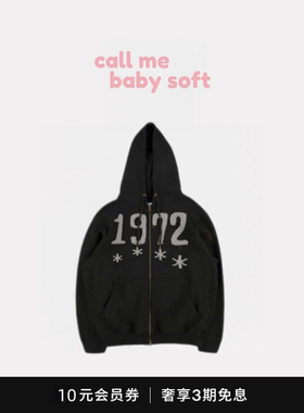 ●callmebabysoft 韩国小众TCM数字1972贴布宽松连帽卫衣外套女