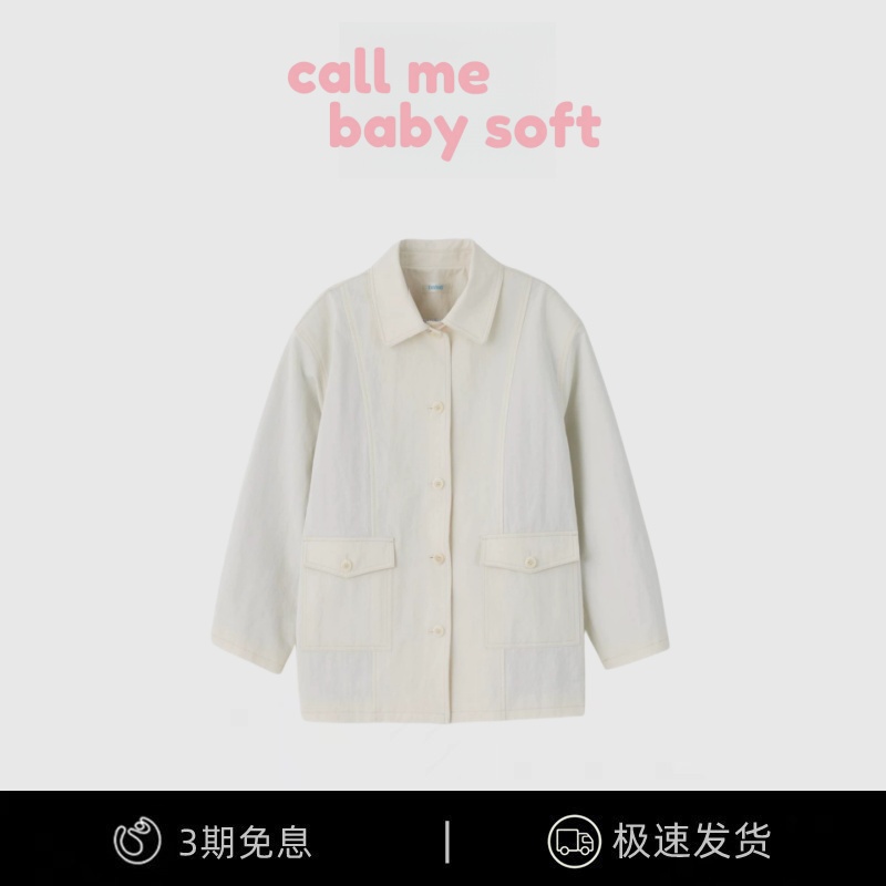 【现货】callmebabysoft韩国东大门春翻领单排扣口袋大衣外套风衣