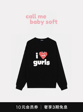 ●callmebabysoft韩国潮牌Asif 字母爱心蝴蝶结长袖圆领卫衣女