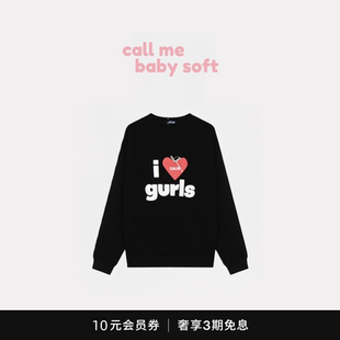 ●callmebabysoft韩国潮牌Asif 字母爱心蝴蝶结长袖圆领卫衣女
