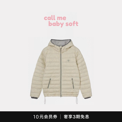 ●callmebabysoft韩国aeae印花logo绗线鸭绒连帽羽绒服保暖外套女