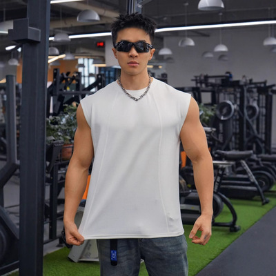 肌肉健身兄弟夏季新款宽肩背心男士上衣跑步休闲运动无袖麂皮绒