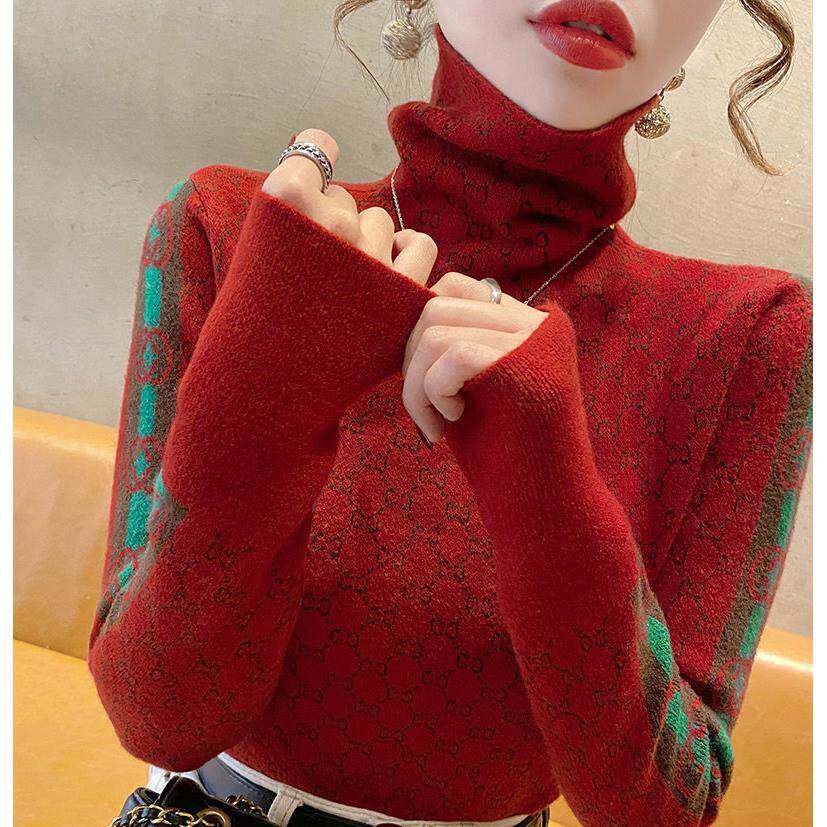 红色高领毛衣女打底衫2025年新款春秋爆款高级感内搭时髦时尚洋气