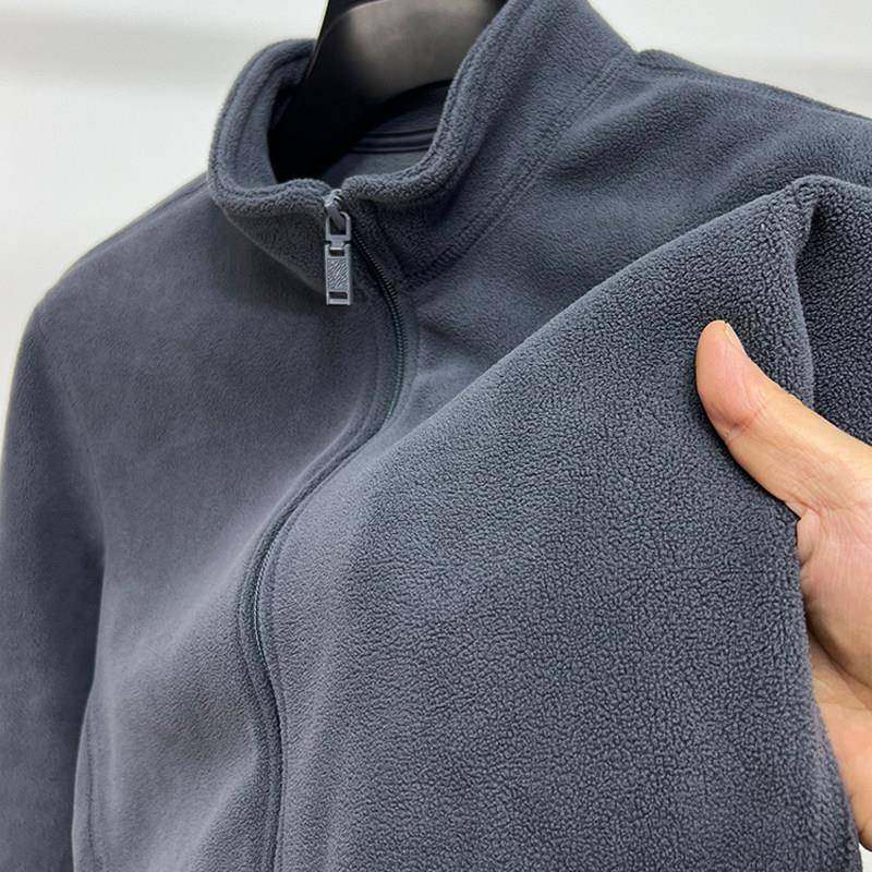 Mostarsea~超柔软！双面奥粒绒卫衣开衫秋冬男士纯色立领加厚外套