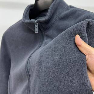 Mostarsea~超柔软!双面奥粒绒卫衣开衫秋冬男士纯色立领加厚外套