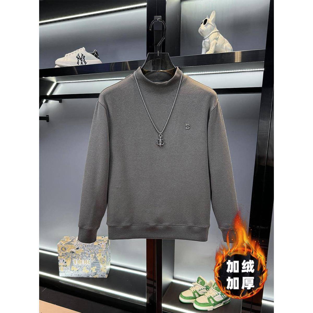 Mostarsea~秋冬季德绒半高领上衣男士新款高端保暖内搭长袖打底衫