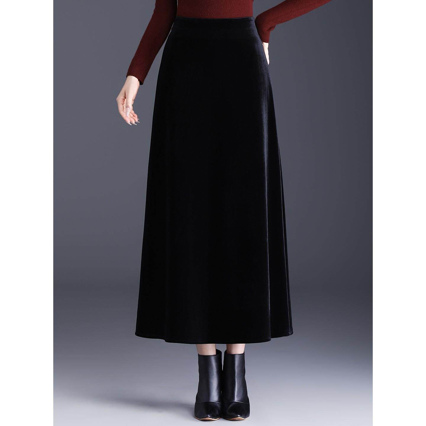 金丝绒A字半身裙女2025冬季加绒加厚垂感高级感显瘦超火爆款长裙