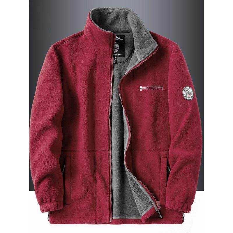 Mostarsea~防风保暖摇粒绒外套男秋冬季双面加绒加厚宽松立领卫衣