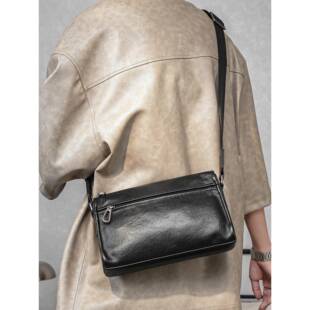 单肩包真皮男包横款 百搭时尚 街头斜挎包 新款 高档轻奢头层牛皮男士