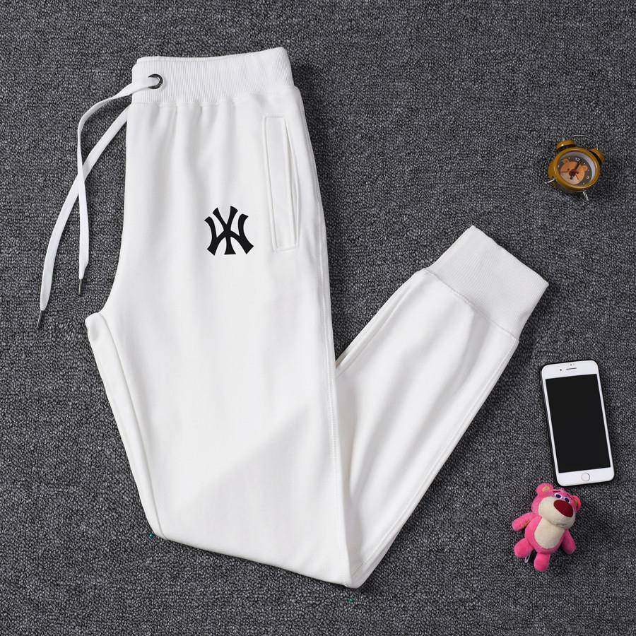 潮牌加绒运动裤女2025年春秋冬新款大码束脚白色纯棉卫裤休闲长裤
