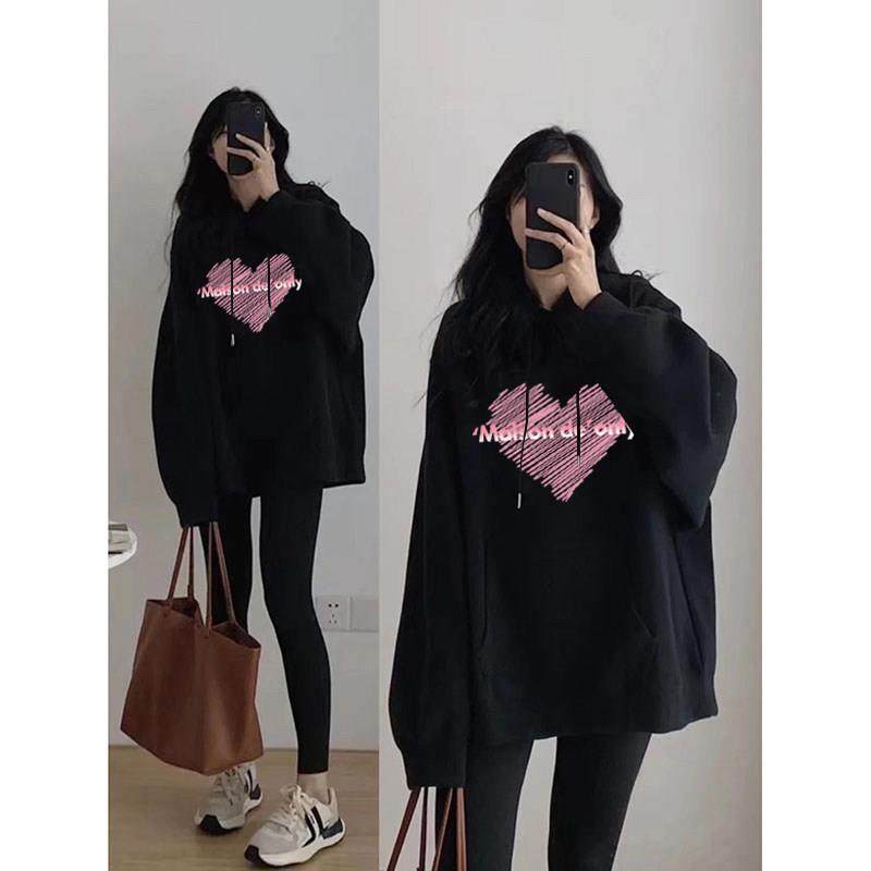 专柜连帽卫衣女2025春秋新款宽松慵懒风加绒加厚中长款遮屁股上衣