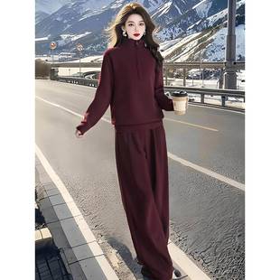 香港秋冬搭配一整套时尚欧货休闲运动套装女加绒卫衣阔腿裤两件套