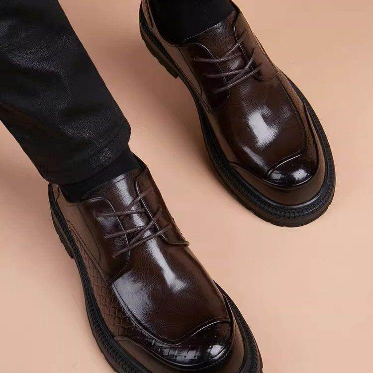 皮鞋男高端真皮头层牛皮2025冬季新款商务正装男鞋厚底休闲鞋子