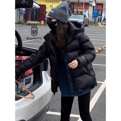 正品2025冬季新款黑色羽绒服女小个子时尚白鸭绒面包服短款厚外套