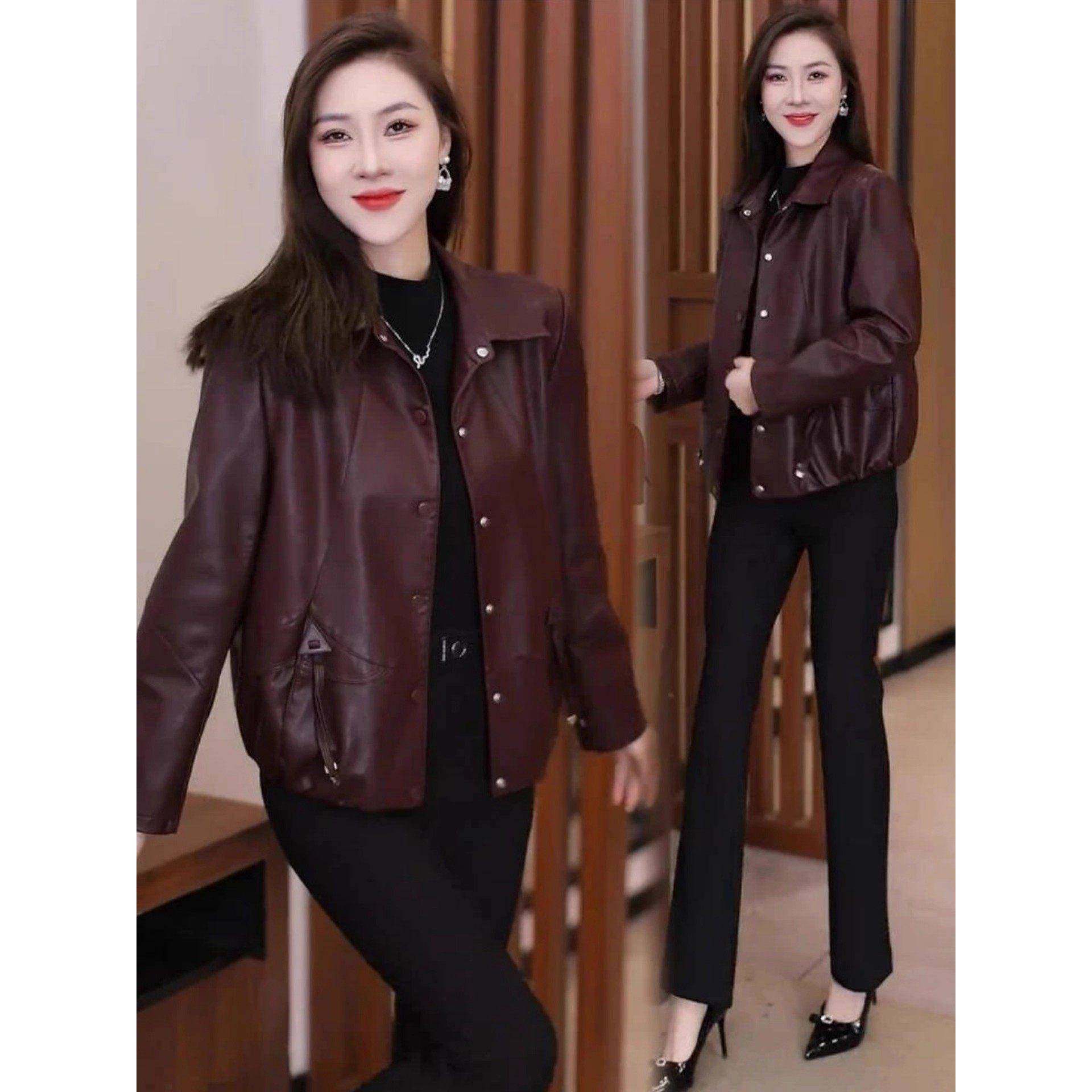 香港代购妈妈装加绒皮衣外套女秋冬新款洋气质显瘦休闲百搭皮夹克