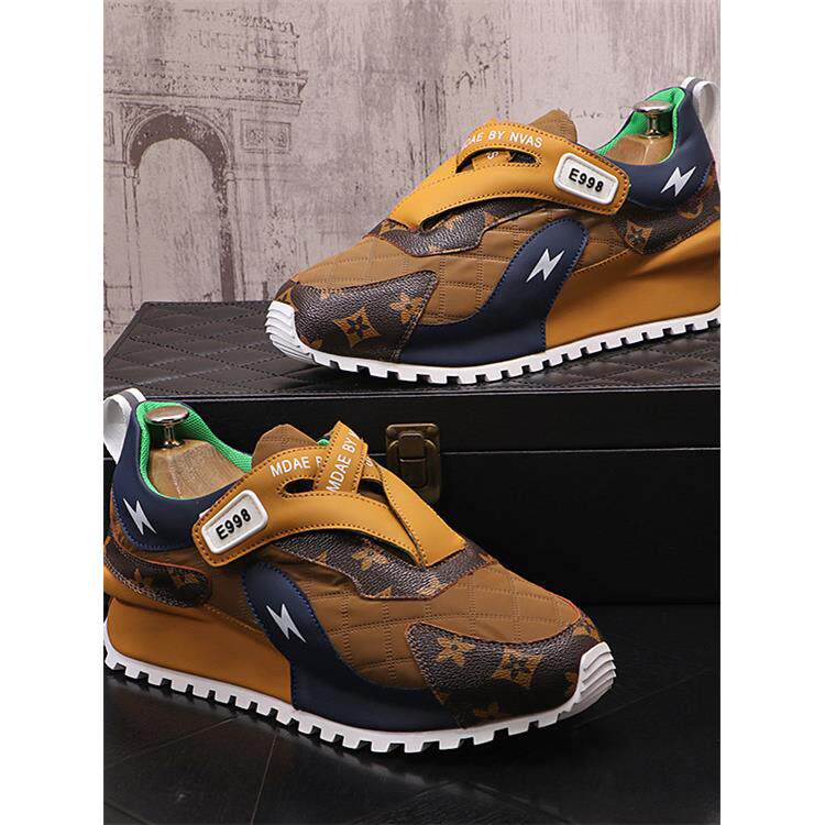 潮牌2025秋季新款时尚印花休闲鞋圆头拼色运动鞋内增高拼色ins鞋