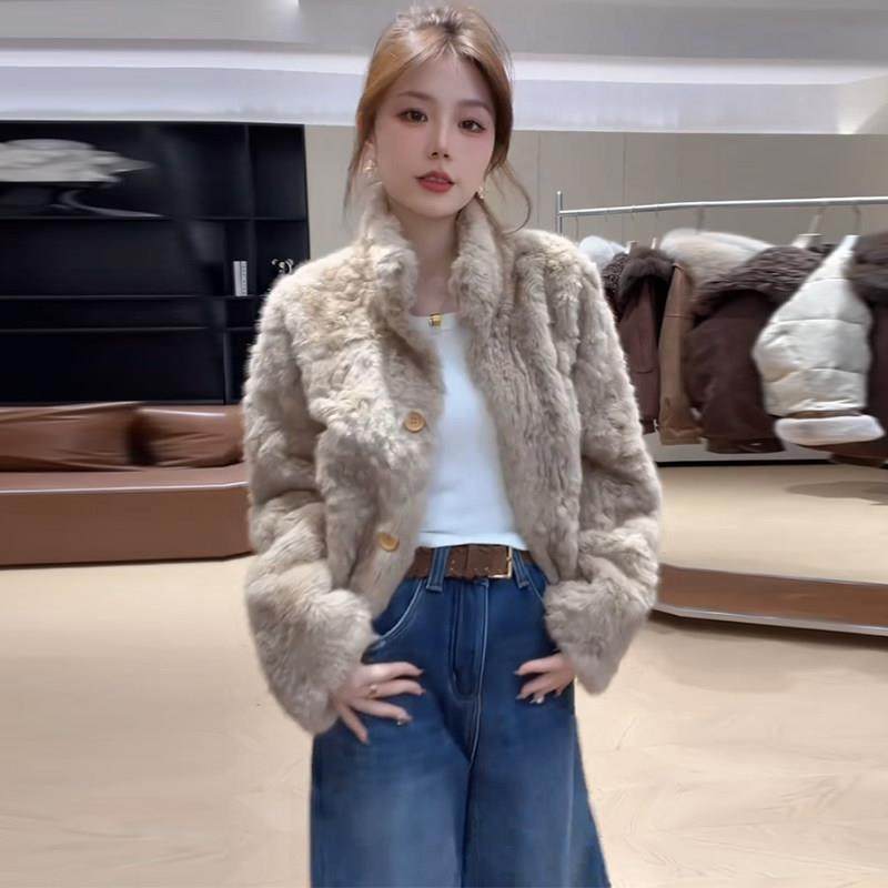 香港代购时尚仿水貂毛外套女冬季新款显瘦皮毛一体加厚毛毛上衣潮