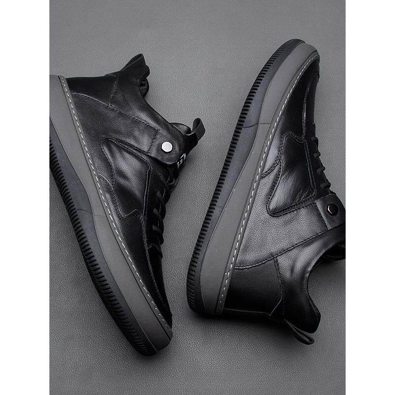 时尚加绒保暖真皮休闲皮鞋冬季新款男鞋男士擦色百搭歪头芒果鞋子