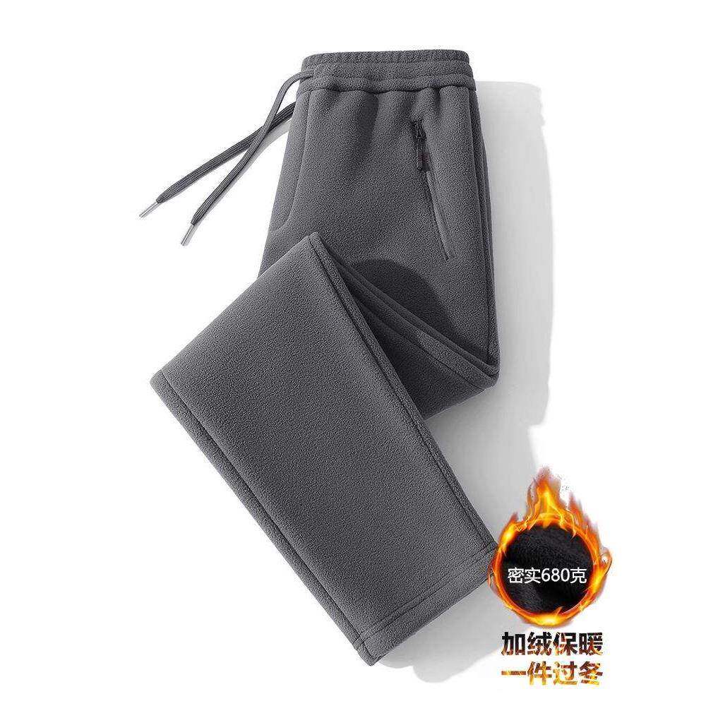 高端双面摇粒绒卫裤男士春秋冬季2025新款加绒加厚抓绒休闲裤男款